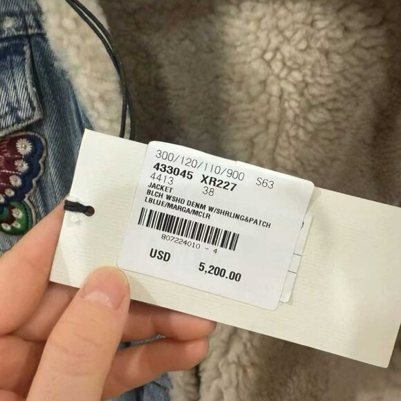 NWT Authentic Gucci Gucci Shearling-Lined Embroidered Denim Jacket - Picture 4 of 5